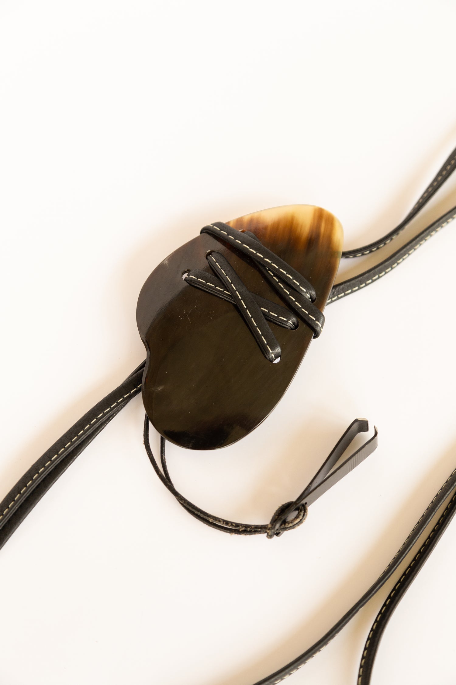 Leather & Horn Pendant Necklace