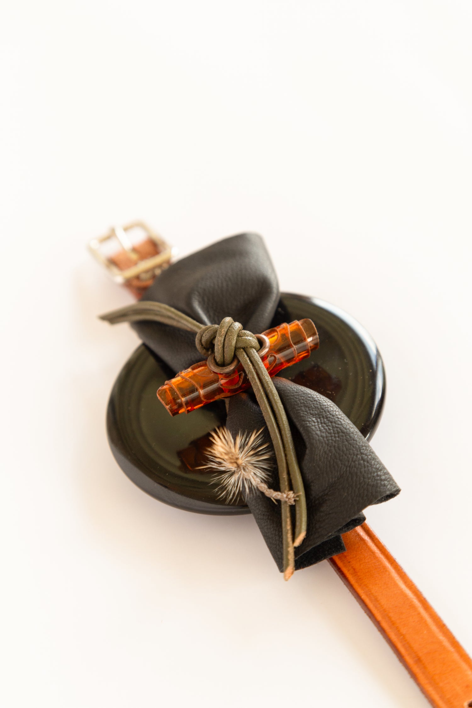 Leather & Horn Fly Bracelet with Toggle