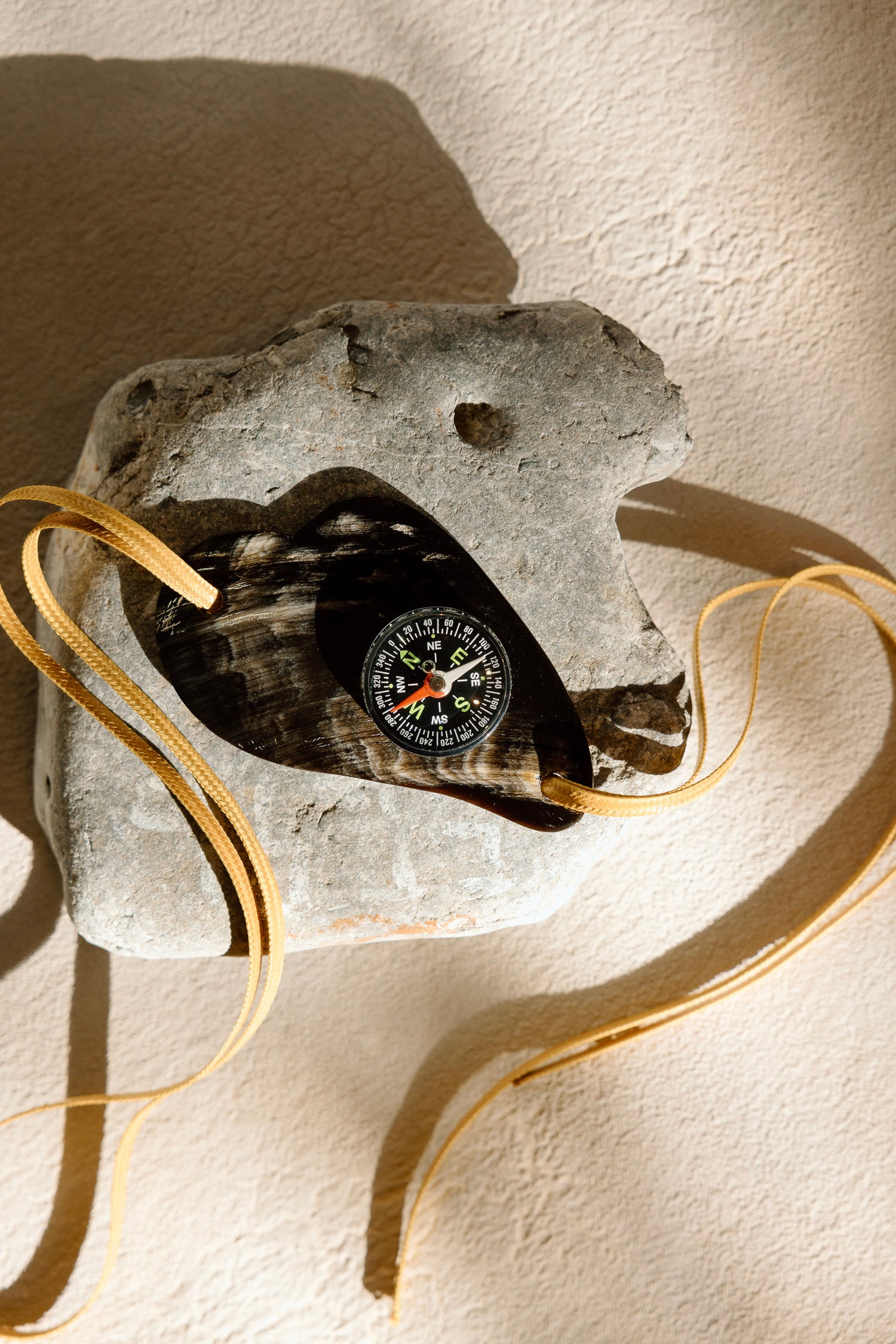 Ochre Dappled Horn & Compass Necklace