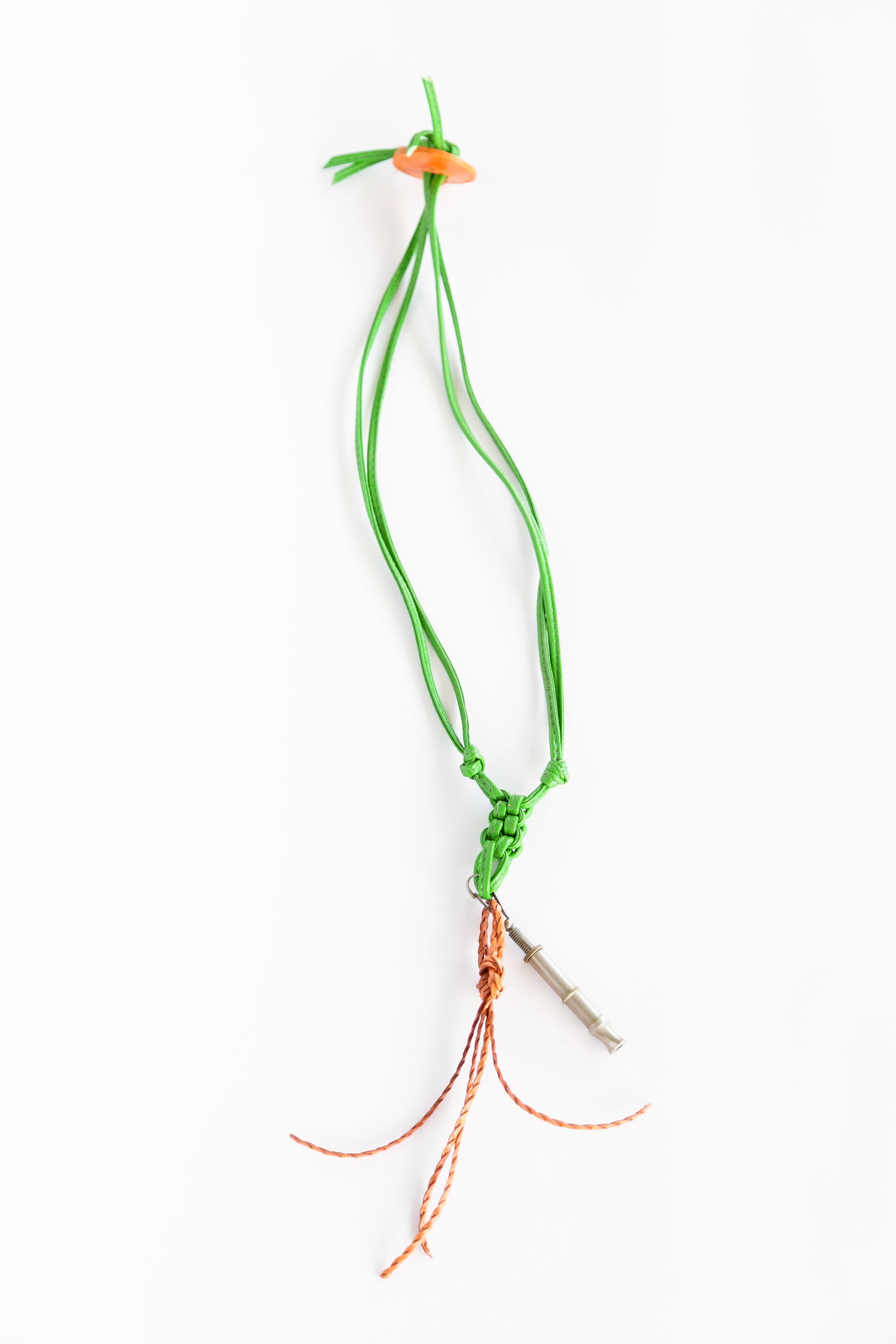 Green Leather Whistle Necklace