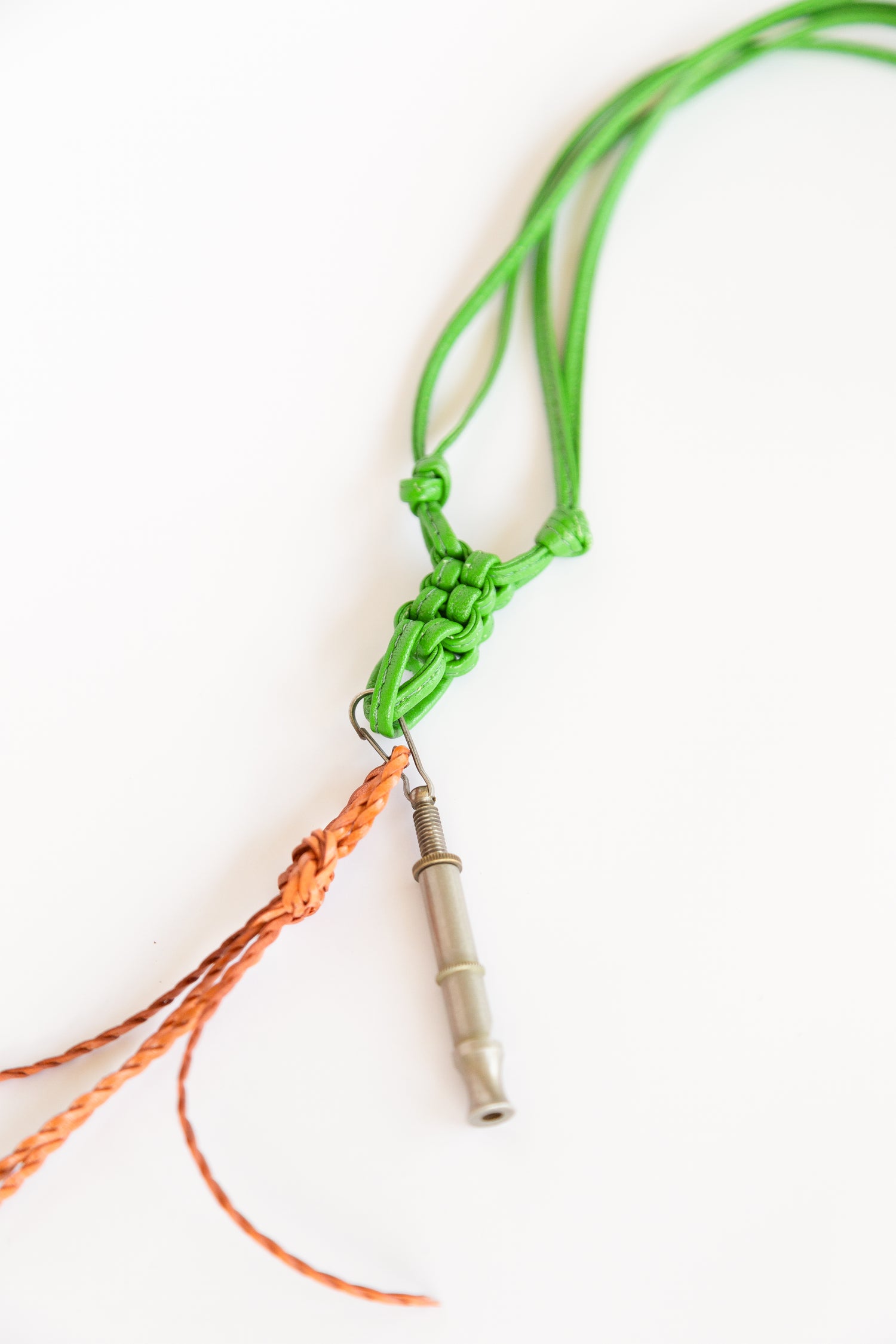 Green Leather Whistle Necklace